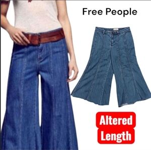 Free People Gilmore Ultra Wide Leg Jeans CROPPED